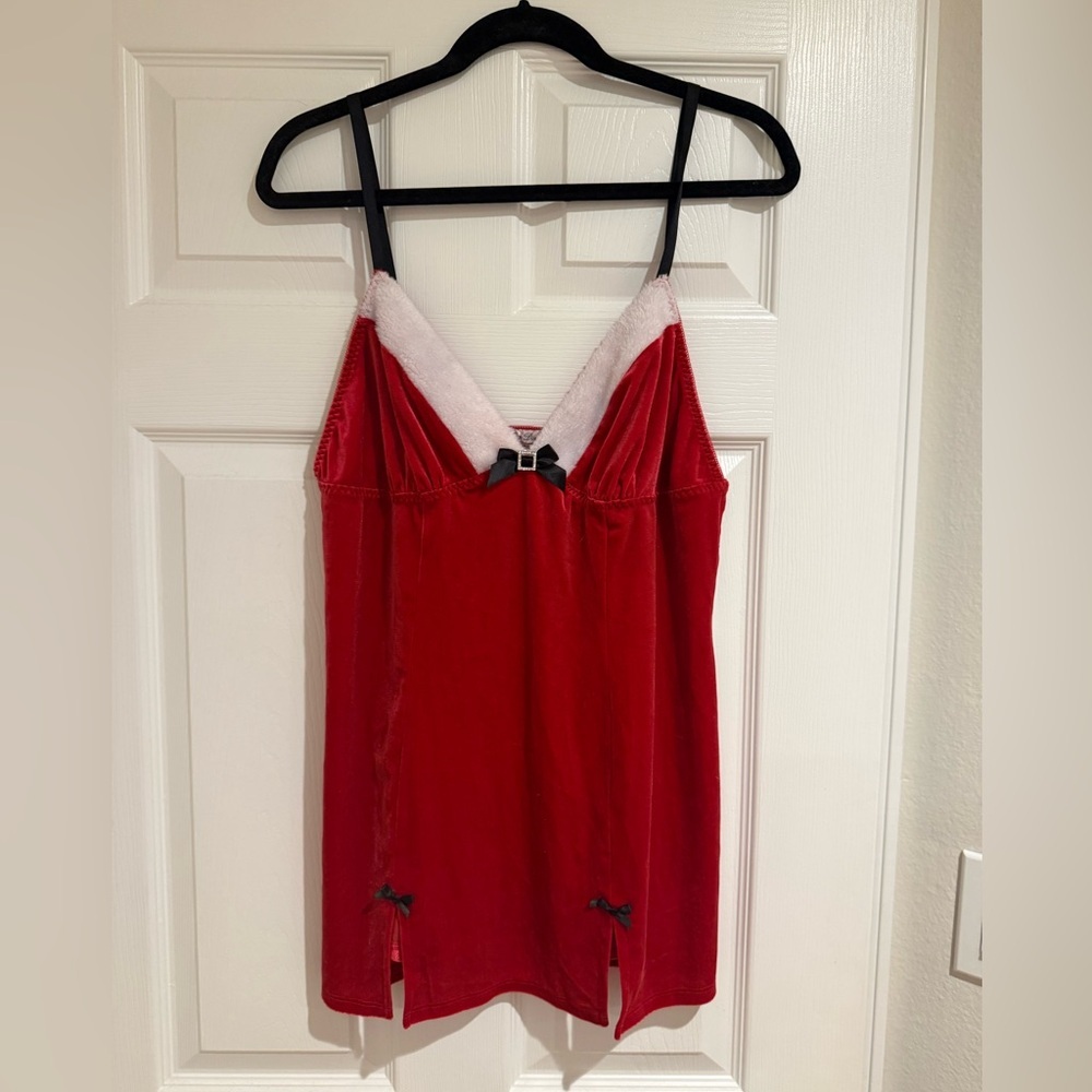 Linea Donatella Elegant Red Velvet Women's Santa Dress Lingerie Sleepwear